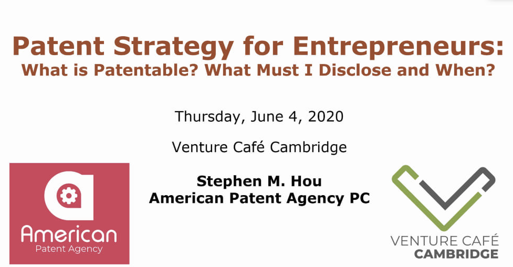 Patent Strategies for Entrepreneurs: What is Patentable? What Must I Disclose and When?